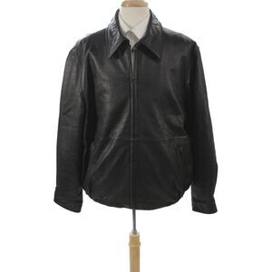 Colebrook Mens Bomber Jacket Leather Black Zip Classic Size XL